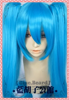 

Vocaloid Miku Cosplay Wigs High-temperature Fiber Synthetic Hair Top Quality Blue Hair With 51inches Ponytails+free hair net
