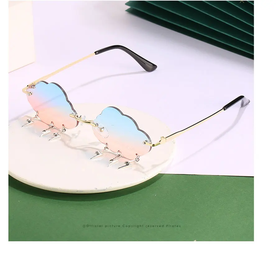 Vintage Clouds Tassel Ladies Sunglasses Fashion Steampunk Rimless Driving Eyewear Women's Sun Glasses Shades UV400 rose gold sunglasses