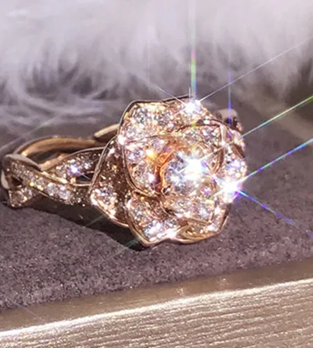 Rose gold color 18 К, белое и розовое золото, 3А, циркониевые кольца с бриллиантами для женщин, femme, Роскошные ювелирные украшения, обручальное кольцо, anillos mujer, модные, вечерние, подарок - Цвет камня: Rose gold color