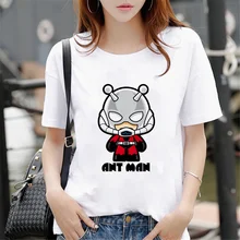 

Various Styles Harajuku Cartoon Characters Summer Women Teeshirt SpiderMan Graffit Solid Color Female Teeshirts Choice For Girls