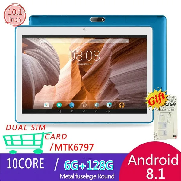 

2.5 D Screen Tablets 10.1 Inch Andoid Tablets with 6+128GB Memory Dual SIM Card Phone 4G Call Wifi Tablets with 4G network