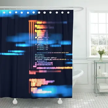 

Programming Code Abstract Technology of Software Developer and Computer Shower Curtain Waterproof 60 x 72 inches Set with Hooks