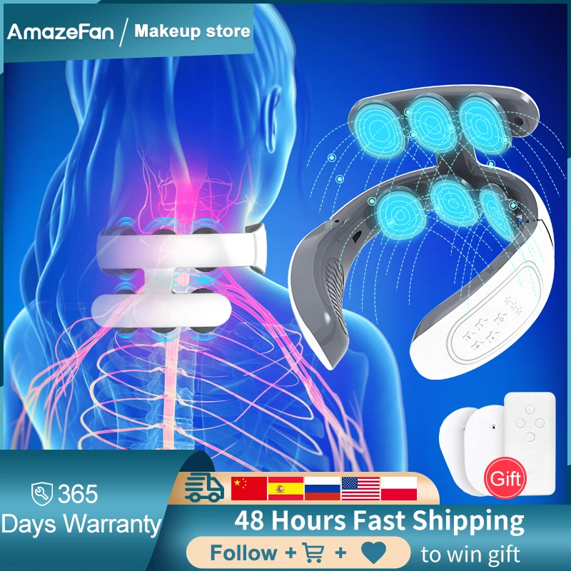 Neck&ampBack Massager machine Electric Powerful Pain Relief Heat Tool Cervical Relaxation body Vertebra Health Care Massag devices | Красота
