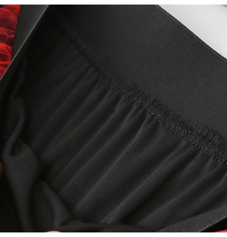Mesh skirt female new autumn retro high waist plaid skirt