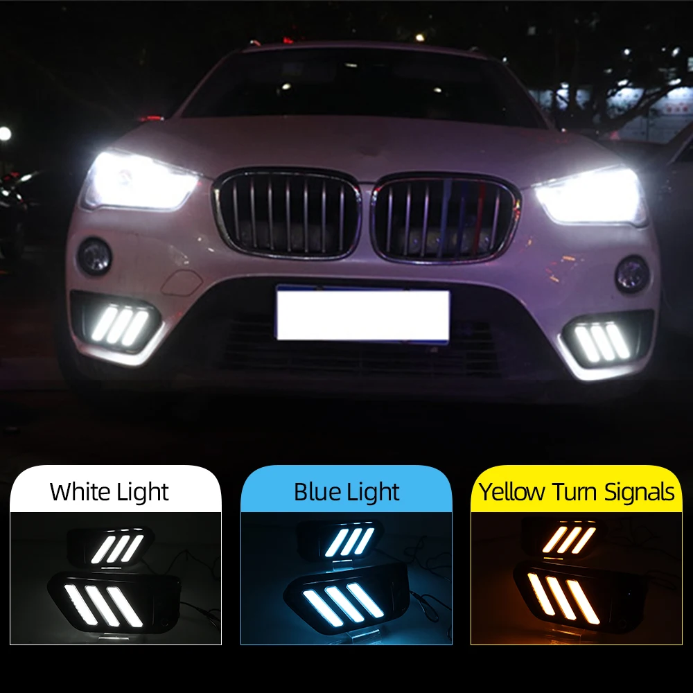 2 шт. светодиодный DRL Дневной светильник s Для BMW X1 F48 F49 2016 2017 2018 2019 с желтым сигналом