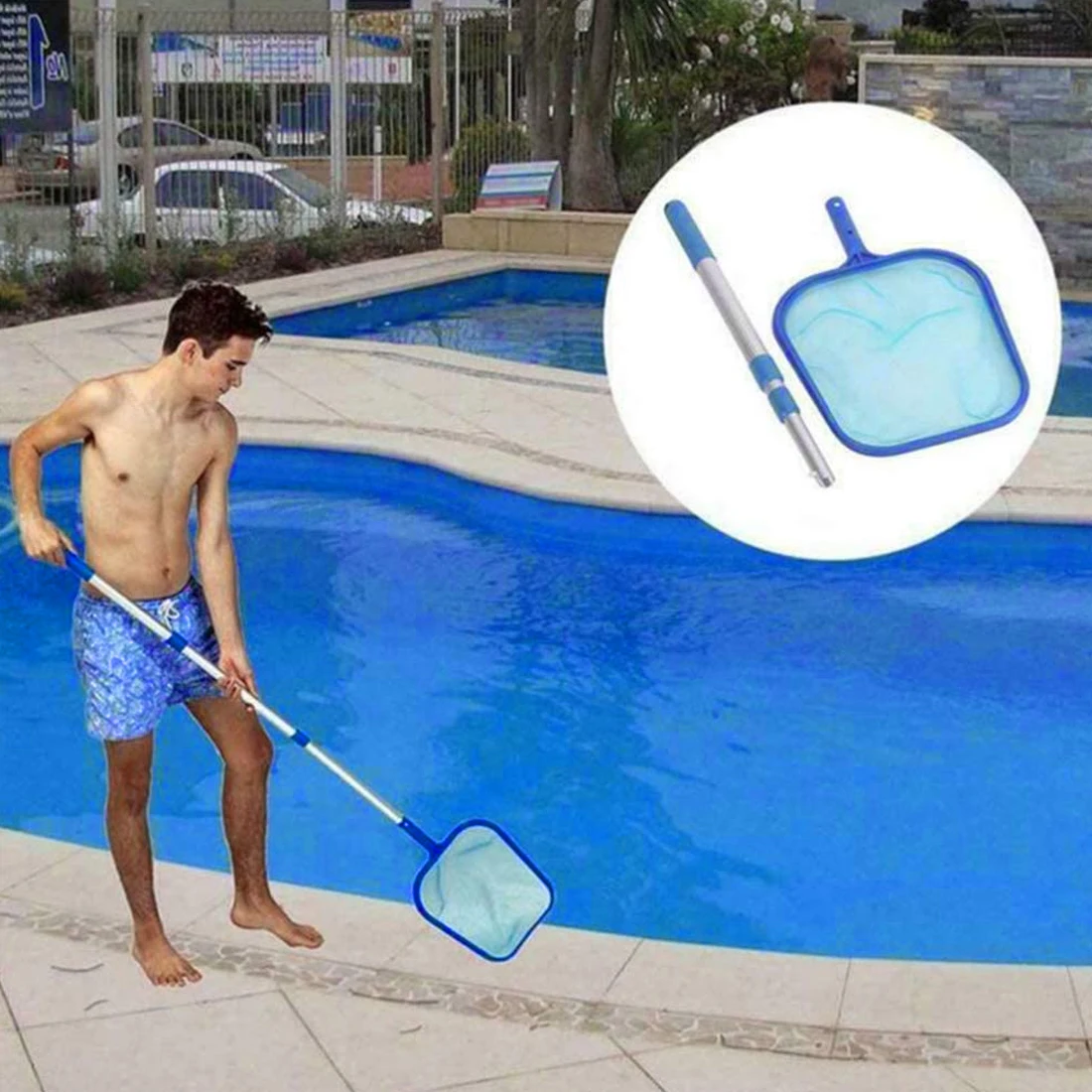 

Swimming Pool Medium Fine Mesh Pool Skimmer Net Bag Catcher Aquarium Portable Cleaning Tools Include Telescopic Pole