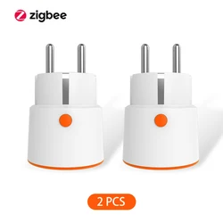 Prise intelligente Tuya Zigbee EU 16A, fonction de contrôle de la puissance, contrôleur de synchronisation, application Tuya SmartLife, fonctionne avec Alexa et Google Assistant 