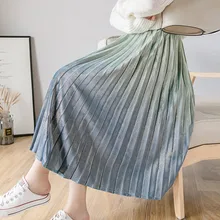 Новая градиентная модная плиссированная юбка средней длины, Женская плиссированная юбка с высокой талией А-образной формы, осенняя и зимняя Повседневная Длинная юбка# G3