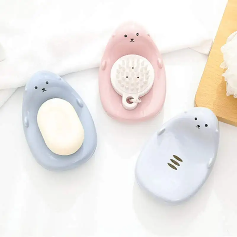 

Cartoon Animal Shaped Soap Dishes Draining Soap Container Kids Bathroom Washing Sponge Holder For Kitchen Bathroom Hot
