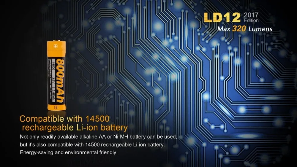 Fenix LD12 Edition 320 Lumen EDC LED Flashlight with Fenix AA battery