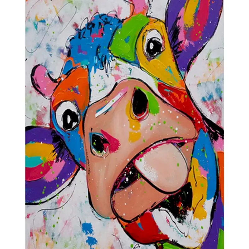 Description Picture 2 of itemPaint By Numbers For Adults cartoon cows Table Decoration Modern 60X75Cm Photo Frames Oil Painting On Canvas Handmade Gatyztory