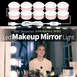 Ampoule LED pour miroir de maquillage 5V USB, lampe à intensité variable, lampes Hollywood pour coiffeuse 2 6 10 14 ampoules pour miroir de salle de bain 