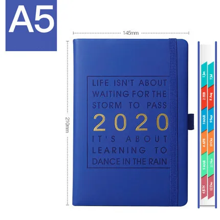 A5 утолщаются Agenda планировщик Органайзер 365 дней эффективность руководство изысканный ежедневный Еженедельный блокноты и журналы подарок - Цвет: Blue B