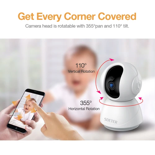 Sdeter 전자 베이비 모니터 카메라 와이파이 나이트 비전 감시 보안 CCTV IP 비디오 캠 지원 Google Alexa Tuya 5