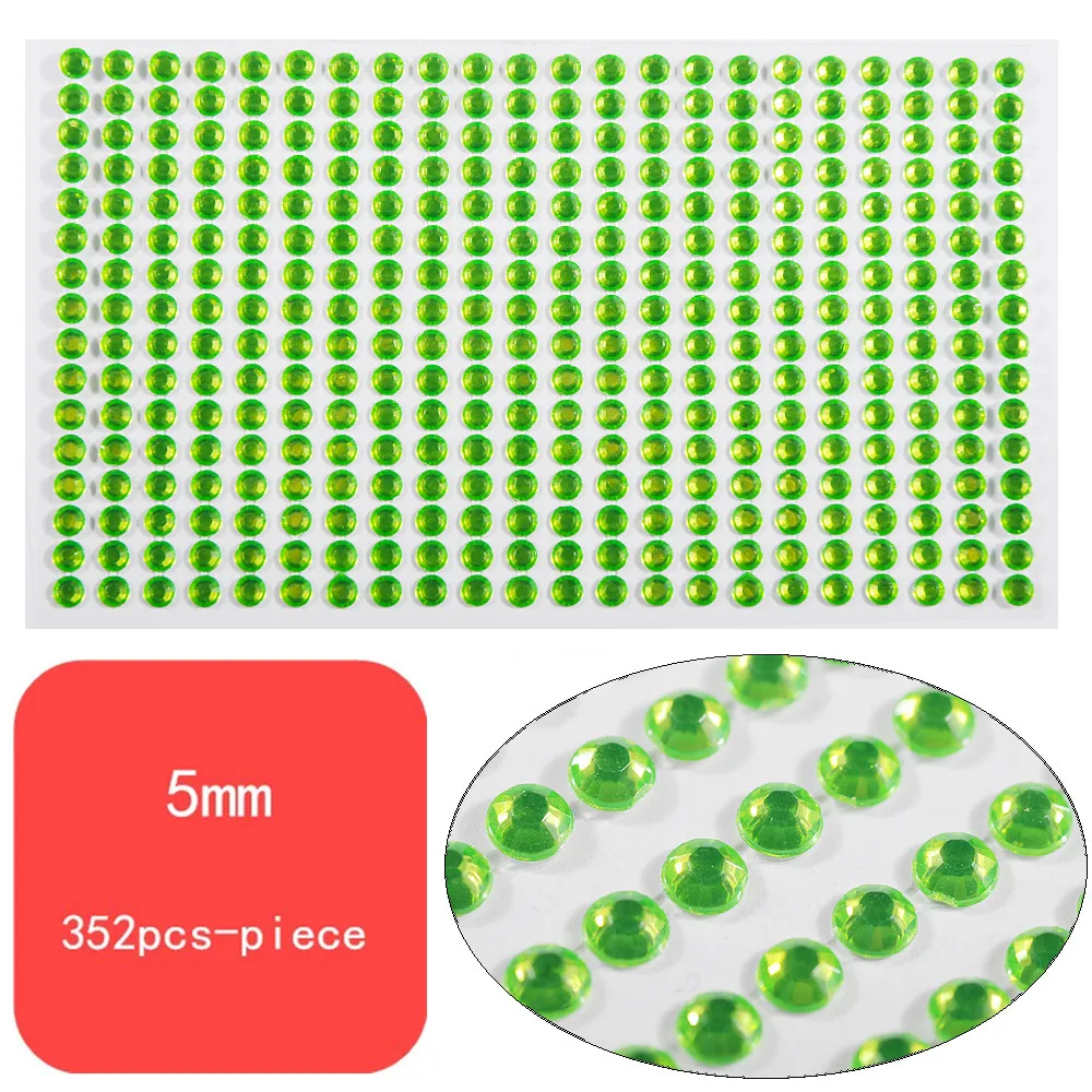 Light green 3/4/5 мм самоклеющиеся Стикеры со стразами для ногтей ног дизайн аппликация Маникюр Скрапбукинг наклейки - Цвет: Light green