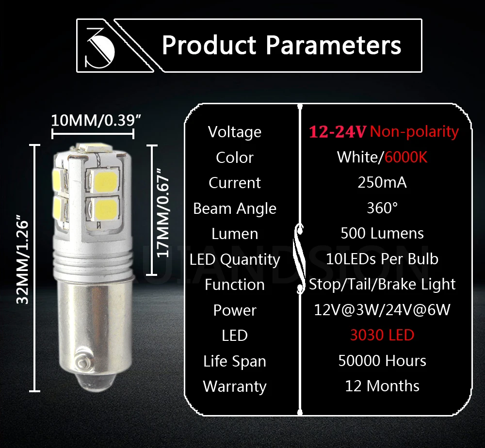 2 шт. Canbus ОШИБОК BAY9S BA9S BAX9S H6W H21W T4W 3030 10SMD светодиодный задний фонарь парковочные огни 3 Вт белый желтый AC/DC 12-24 В