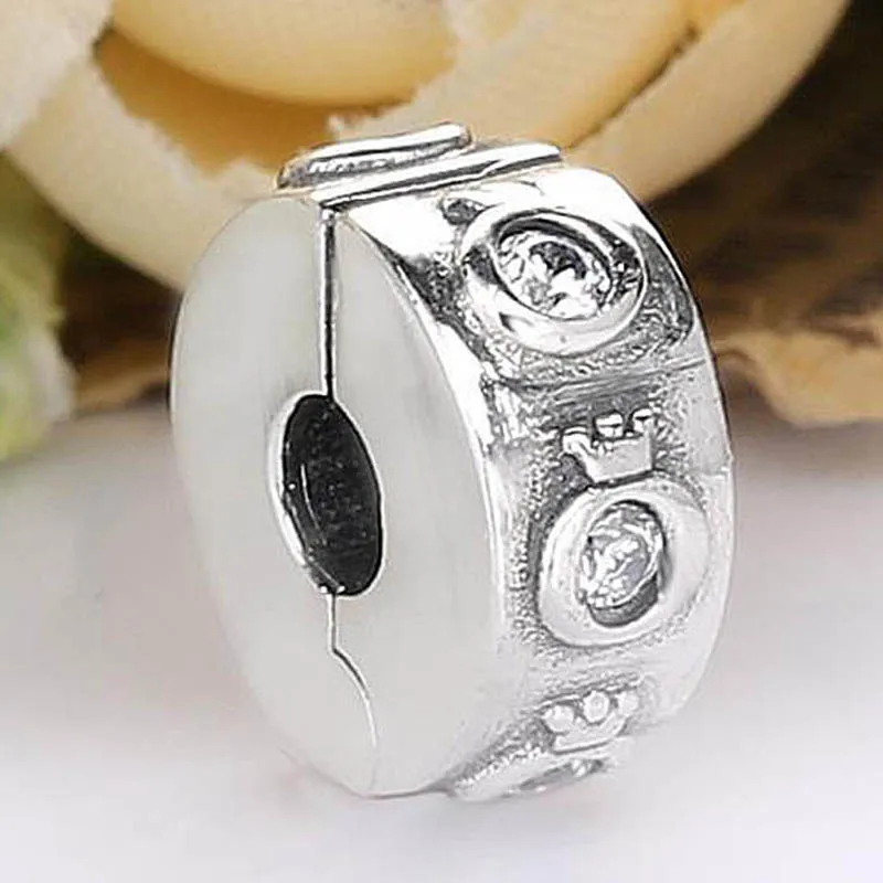 

Original Sparkling With Crystal Clip Lock Stopper Beads Fit 925 Sterling Silver Charm Bracelet Bangle Diy Jewelry