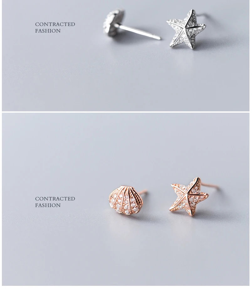925 Sterling Silver Earrings Fashion Korean Small Cubic Zirconia Starfish For Women Girls Kids Mini Minimalist Jewelry Gift 2019 (5)