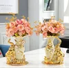 Modern Minimalist Home Living Room Entrance Gold Glass Vase Light Luxury Wind Desktop Flower Container Decorations Ornaments 4