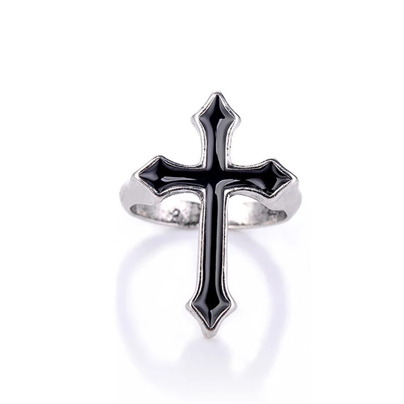 Finger Ring Retro Big Cross Open For Women Party Jewelry Men Gothic Metal For Finger Ring Opening Ring
