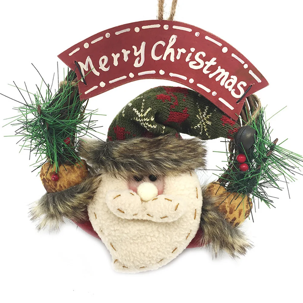 Artificial Pendant Christmas Wreath Rattan Decorative Home Mini Gifts Easy Apply Round Multipurpose Party Hanging Doll Door