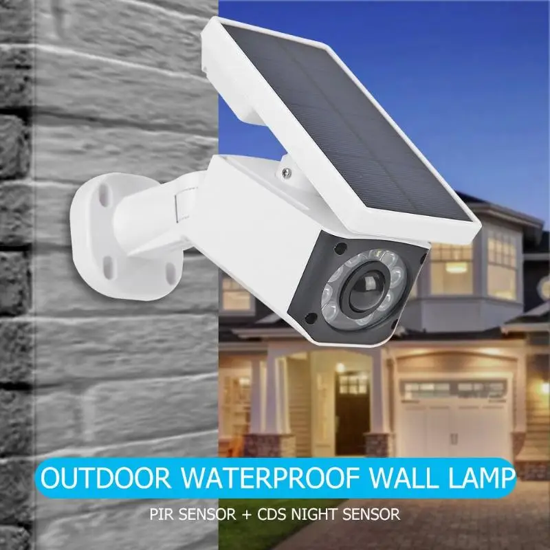 1000LM Solar Power LED Light Dummy Fake Security Camera Wall Lamp Motion Sensor