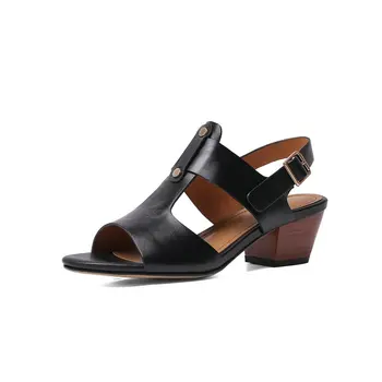 

Summer Shoes Woman Genuine Leather Elegant Gladiator sandals High Heeled Fashion Platforms Female Shoes Sandals
