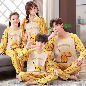 

Family Matching Pikaqiu Pajamas Baby Pokemon Sleepwear Father Mother Kids Clothing Mommy and Me Clothes Daddy Daughter Pyjamas