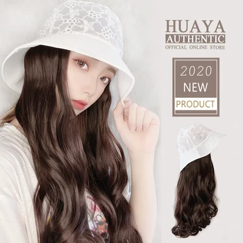 

HUAYA New Product Lace Hat Wig Heat Resistant Fiber Synthetic Long Wavy Curly False Hair for Women's Daily Wear or Party Wig