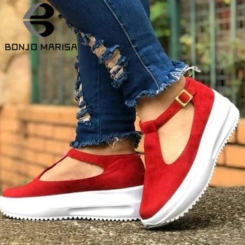 

BONJOMARISA New Arrival Ladies Elegant Flock Daily Comfy Platform Sandals Women 2020 Casual Wedges Shoes Woman