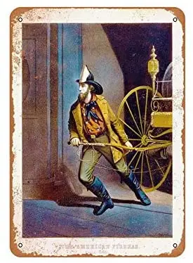 Винтажный жестяной знак 1858 пожарный 8x12 декоративный настенный металлический |