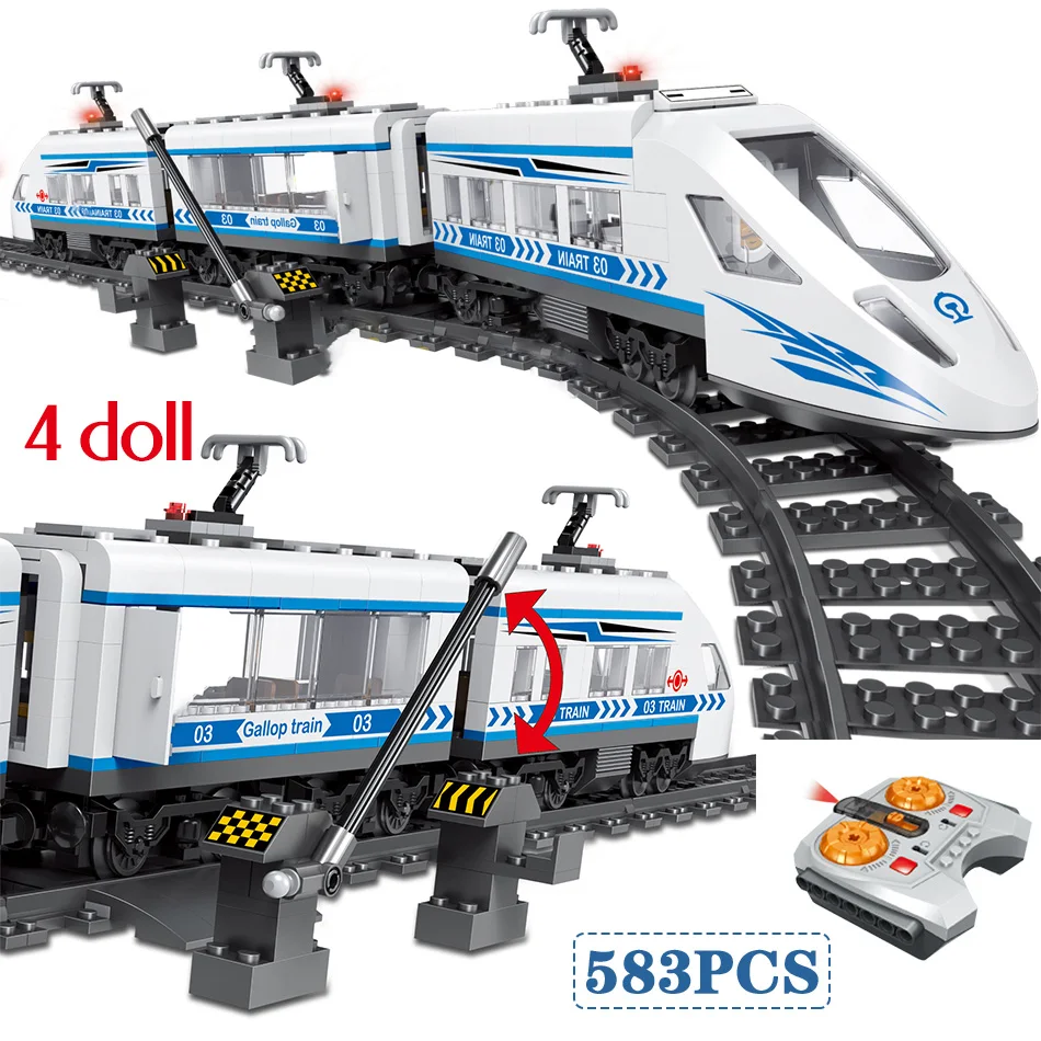 Technic City серия железнодорожные поезда строительные блоки высокоскоростные пассажирские 583 шт совместимые городские железнодорожные кирпичи Дети DIY игрушки подарки