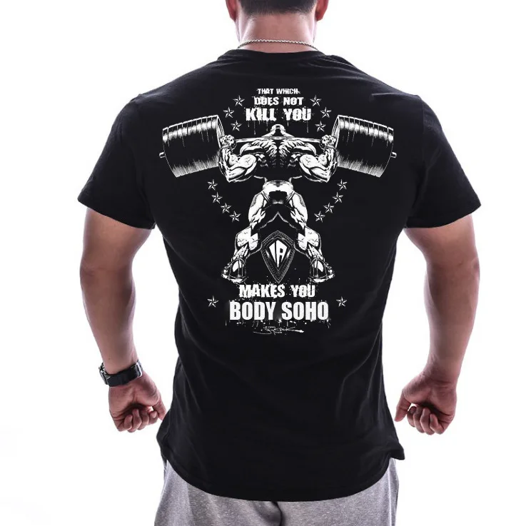 Triceps,, Европа и Америка, Спортивная футболка, Мужская одежда, летняя, вырез лодочкой, быстросохнущая, для бега, тренировок, фитнеса, короткие, Sle