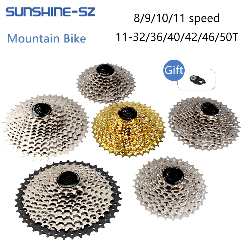 Sunshine Mtb Cassette 8v 9v 11v 12v 10v Bicycle Ratchet 12 11 10 9 Speed HG Mountain Bike Sprocket 32/36/40/42/46/50T Freewheel bicycle cassette bicycle sprocket gear bicycle parts bike sprocket bike freewheel