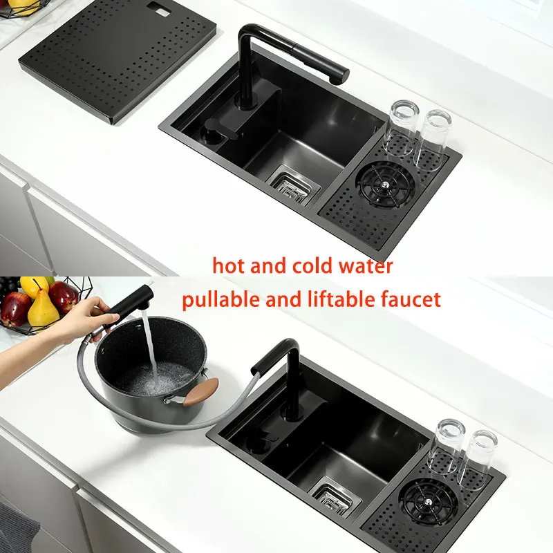 Kitchen Sink Hidden Kitchen sink Single bowl Bar Small Size sink Stainless Steel Balcony Concealed With cup washer Bar