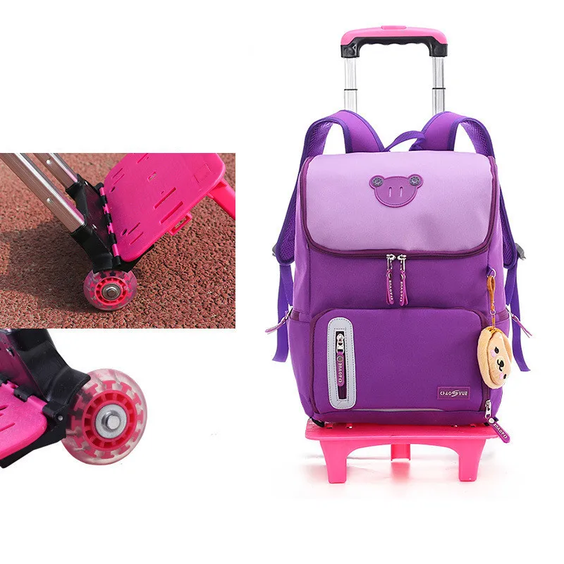 

2/6 Wheels Removable School Backpack Trolley Backpack Waterproof Children School Bag Boys Girls Kids Large Capacity Luggage Bags