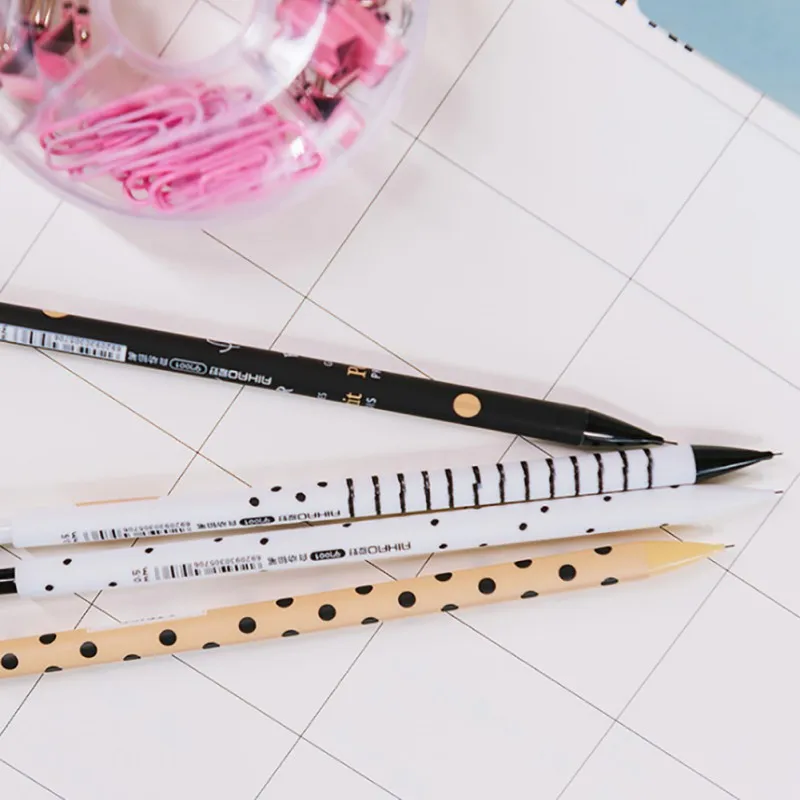 1Pcs Lovely Dots Tower Automatic Pen 0.5mm Cute Kawaii Plastic Mechanical Pencil For Kid School Supplies Gift for Girls Boys S01