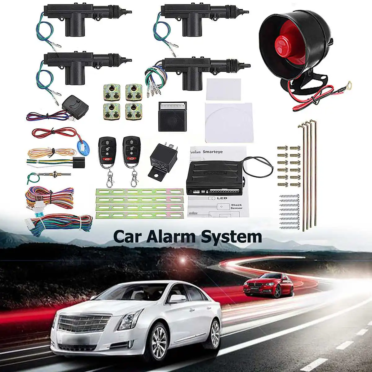 

Set of Alarm Systems Car Auto Remote Central Kit Door Lock Locking Vehicle Keyless Entry System With Remote Controllers 2/4 Door