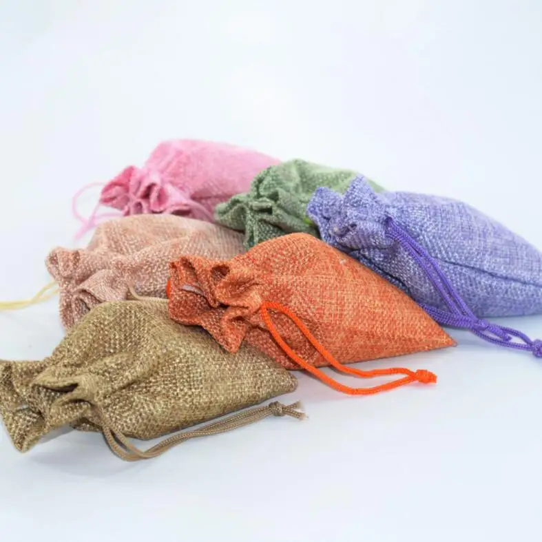 5 шт./лот натуральный мешок из мешковины и льна карманная Сумка тоут для конфет