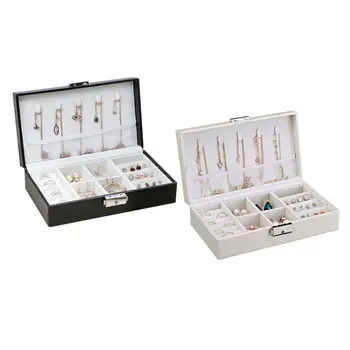 

Portable Jewelry Leather Storage Box Necklaces Earrings Bracelet Display Case