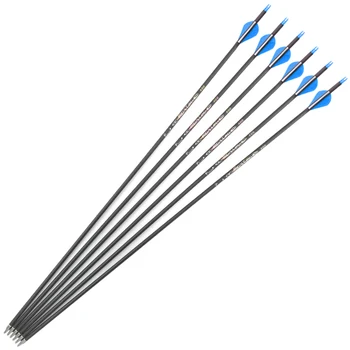 

+-.003" Archery Carbon Arrow Spine 300 340 400 500 600 ID 6.2mm Plastic Vane Compound Recurve Bows And Arrows Hunting Shooting