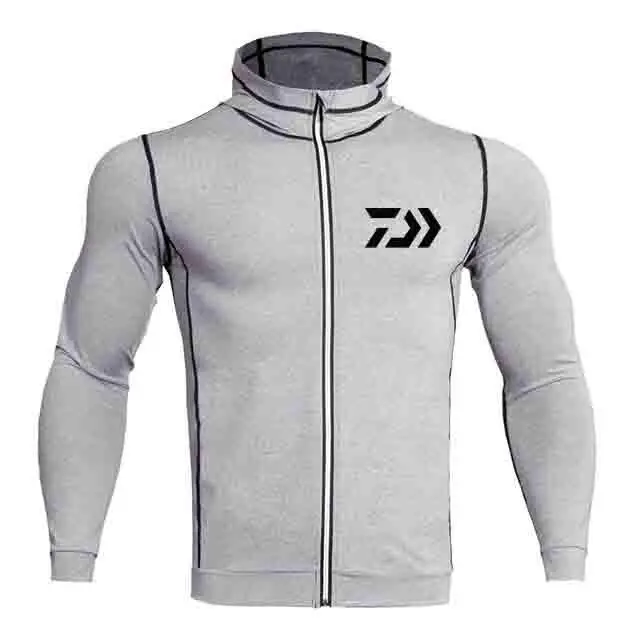 New Men Running Fishing Jackets Fitness Outdoor Sports Quick Dry DAIWA Fishing Clothing DAWA Fishing Coat Hooded Tight Hoodie - Цвет: 34