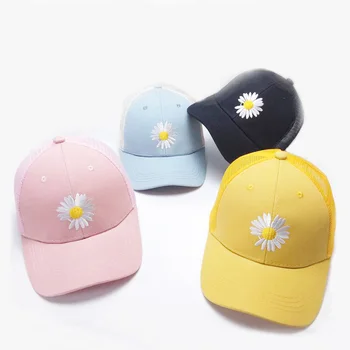 

Doitbest Summer Child Baseball Cap 2 to 6 Years Little daisies embroidery Hip Hop kids Hats Boys Girls Caps snapback mesh hat