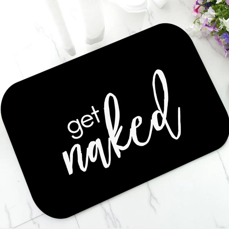 

Black White Get Naked Door Mat Rug Carpet Funny Joke Get Naked Bathroom Bath Mat Non Slip Rubber Humor Shower Bathtub Home Decor