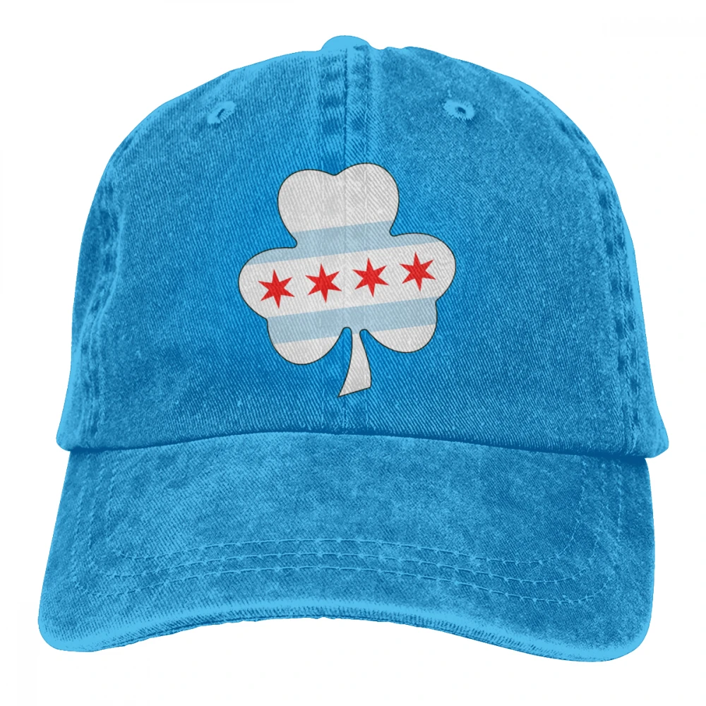 Chicago ирландский Трилистник Chicago Flag Casquette черный унисекс Мужские Женские джинсовые бейсболка с ремешком кепки Регулируемая шляпа для гольфа папа