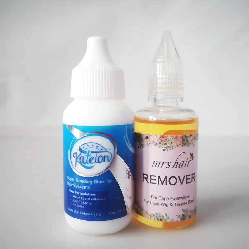 1 glue 1 remover Оптом и в розницу Katelon клей для парика клей и удалитель мужской парик/bobo парик/шапочка для волос клейкие ленты шарики клея для наращивания волос - Цвет: 1 glue 1 remover
