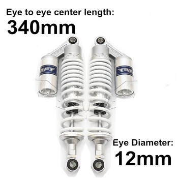 

Universal 13.5" 340mm Diameter 12mm Silver White Rear Air Shock Absorber Suspension Spring Motorcycle Scooter Dirt Bike Motors