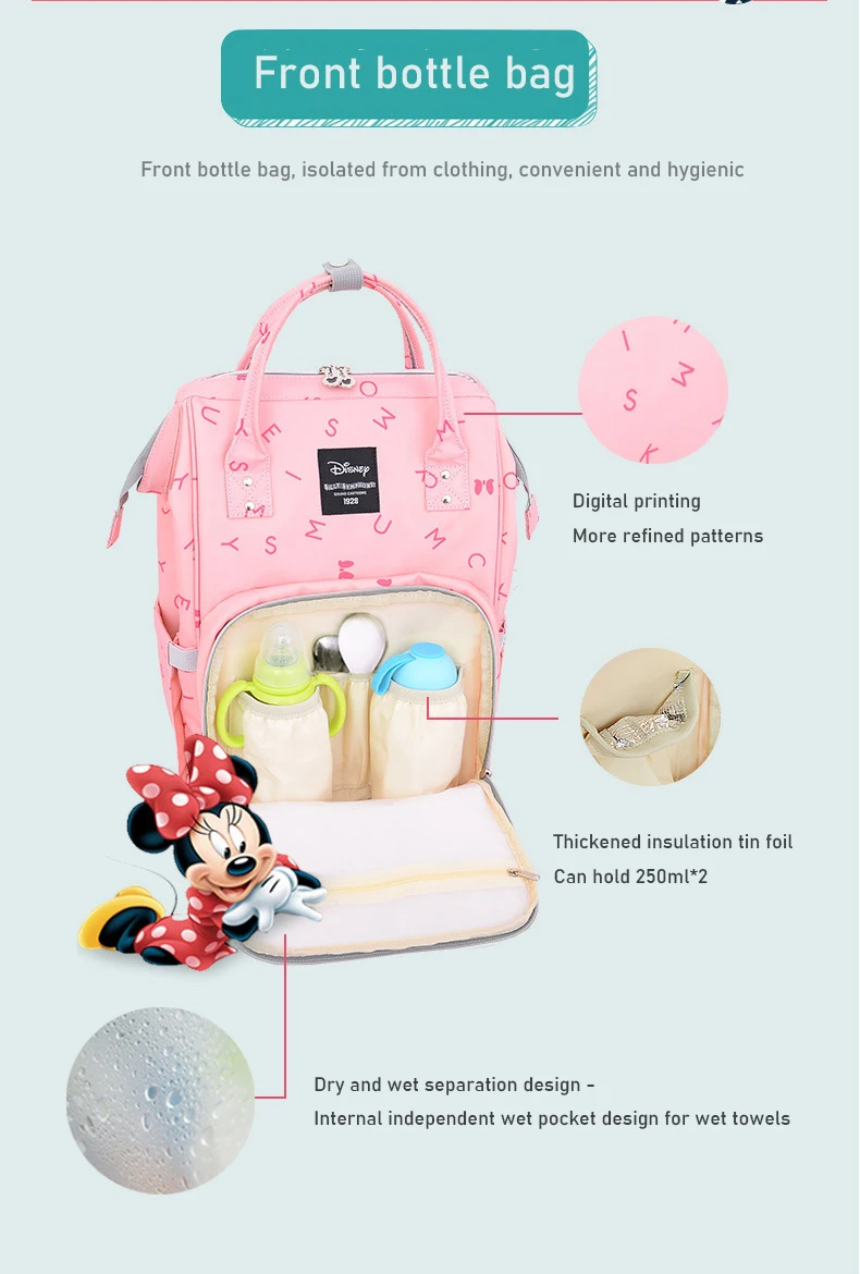 Disney Микки детские Usb пеленки мешок мода большой емкости Мумия Материнство мешок многофункциональный Путешествие в мумию коврик для коляски подгузник мешок