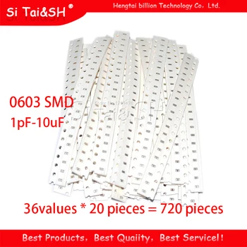 

36values * 20 pieces = 720 pieces 0603 SMD Capacitor Assorted Kit 1pF-10uF Component Diy Sample Kit New And Original