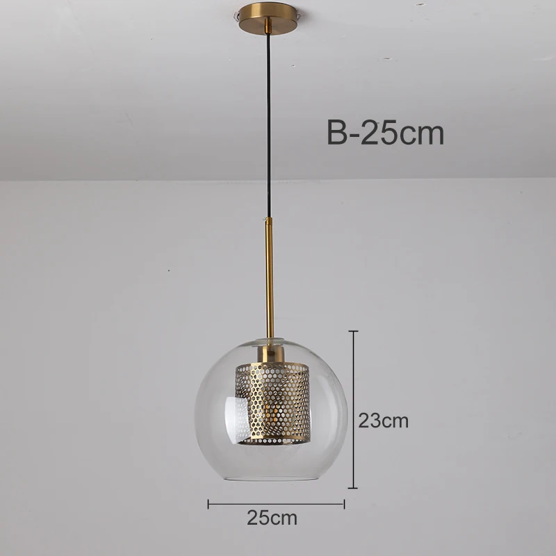 Современный ретро стеклянный подвесной светильник, подвесной светильник для ресторана, подвесной светильник, креативный дизайн, индивидуальность, лестничные светильники - Цвет корпуса: B-25cm